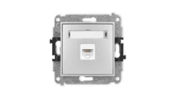 ICON Mechanizm gniazda komputerowego pojedynczego 1xRJ45, kat. 5e, 8-stykowy srebrny metalik 7IGK-1