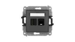 ICON Mechanizm gniazda pojedynczego HDMI 2.0 + gniazda komp. poj. 1xRJ45, kat. 5e, 8-stykowy grafitowy mat 28IGHK