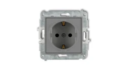 ICON Mechanizm gniazda pojedynczego z uziemieniem SCHUKO 2P+Z (przesłony torów prądowych) szary mat 27IGP-1sp