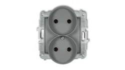 ICON Mechanizm gniazda podwójnego do ramki bez uziemienia 2x2P (bez przesłon torów prądowych) szary mat 27IGPR-2