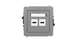 DECO Mechanizm ładowarki USB podwójnej 2xUSB C, 20W max., szary mat 27DCUSB-7