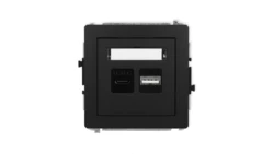 DECO Mechanizm ładowarki USB podwójnej USB C + USB A, 20W max., czarny mat 12DCUSB-8