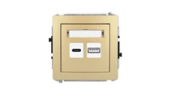 DECO Mechanizm ładowarki USB podwójnej USB C + USB A, 20W max., złoty 29DCUSB-8