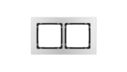 DECO Ramka uniwersalna podwójna - aluminium szczotkowane (ramka: srebrna spód: czarny) 7-12-DRA-2