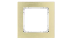 DECO Ramka uniwersalna pojedyncza - aluminium szczotkowane (ramka: kolor mosiężny spód: biały) 8-0-DRA-1