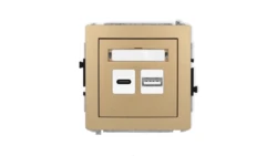 DECO Mechanizm ładowarki USB podwójnej USB C + USB A, 20W max., złoty metalik 8DCUSB-8