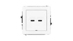 DECO Mechanizm gniazda podwójnego 2xUSB C-C, bez pola opisowego, biały mat 25DGUSBBO-8