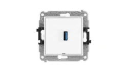 MINI Mechamizm gniazda pojedynczego USB A-A 3.0, bez pola opisowego biały mat 25MGUSBBO-5