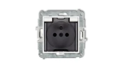 MINI Mechanizm gniazda bryzgoszczelnego z uziemieniem 2P+Z (klapka dymna, przesłony torów prądowych) biały mat 25MGPB-1zdp