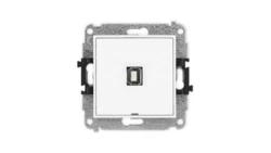 MINI Mechanizm gniazda pojedynczego USB A-B 2.0, bez pola opisowego biały mat 25MGUSBBO-3