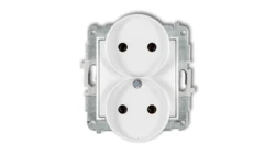 MINI Mechanizm gniazda podwójnego do ramki bez uziemienia 2x2P (bez przesłon torów prądowych) biały mat 25MGPR-2