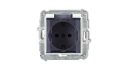 MINI Mechanizm gniazda bryzgoszczelnego z uziemieniem SCHUKO 2P+Z (klapka dymna, przesłony torów prądowych) biały mat 25MGPB-1sd