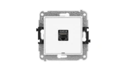 MINI Mechanizm gniazda komputerowego pojedynczego 1xRJ45, kat. 8, ekranowane, 8-stykowy, bez pola opisowego biały mat 25MGKBO-11