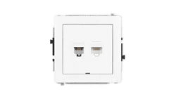 DECO Mechanizm gniazda telefon. pojedynczego 1xRJ11 + komputer. pojedynczego 1xRJ45, kat. 5e, 8-stykowy, bez pola opis. 25DGTKBO