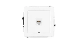 DECO Mechanizm gniazda komputerowego pojedynczego 1xRJ45, kat. 6A, 8-stykowy, bez pola opisowego, biały mat 25DGKBO-7