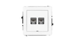 DECO Mechanizm gniazda komputerowego podwójnego 2xRJ45, kat. 6, ekranowane, 8-stykowy, bez pola opisowego, biały mat 25DGKBO-6