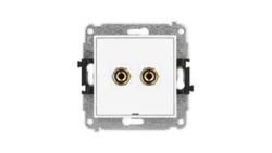 MINI Mechanizm gniazda głośnikowego pojedynczego, bez pola opisowego (typu banan - czerwony i czarny, pozłacany, 4 mm2, do lutow