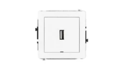 DECO Mechanizm gniazda pojedynczego USB A-A 2.0, bez pola opisowego, biały mat 25DGUSBBO-1