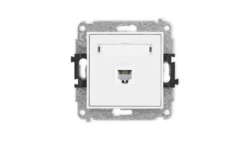 MINI Mechanizm gniazda telefonicznego pojedynczego 1xRJ11, 4-stykowy, beznarzędziowe biały mat 25MGT-1