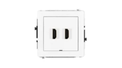 DECO Mechanizm gniazda podwójnego HDMI 2.0, bez pola opisowego, biały mat 25DHDMIBO-4