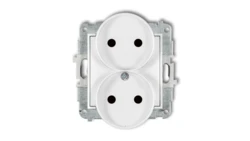MINI Mechanizm gniazda podwójnego do ramki bez uziemienia 2x2P (przesłony torów prądowych) biały mat 25MGPR-2p