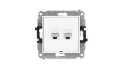 MINI Mechanizm gniazda komputerowego podwójnego 2xRJ45, kat. 6, 8-stykowy, bez pola opisowego biały mat 25MGKBO-4