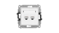 MINI Mechanizm gniazda komputerowego podwójnego 2xRJ45, kat. 6, 8-stykowy biały mat 25MGK-4