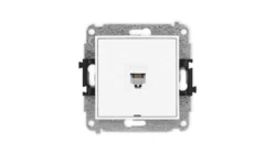 MINI Mechanizm gniazda telefonicznego pojedynczego 1xRJ11, 4-stykowy, beznarzędziowe, bez pola opisowego biały mat 25MGTBO-1