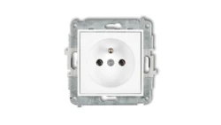 MINI Mechanizm gniazda pojedynczego z uziemieniem 2P+Z (bez przesłon torów prądowych) biały mat 25MGP-1z