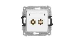 MINI Mechanizm gniazda antenowego podwójnego typu F (SAT) pozłacany biały mat 25MGF-2.1