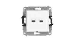 MINI Mechanizm gniazda podwójnego 2xUSB C-C, bez pola opisowego biały mat 25MGUSBBO-8