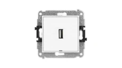 MINI Mechanizm gniazda pojedynczego USB A-A 2.0, bez pola opisowego biały mat 25MGUSBBO-1