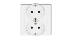 MINI Gniazdo podwójne z uziemieniem SCHUKO 2x(2P+Z) (bez przesłon torów prądowych) biały mat 25MGP-2s