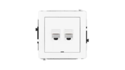 DECO Mechanizm gniazda komputerowego podwójnego 2xRJ45, kat. 6, 8-stykowy, bez pola opisowego, biały mat 25DGKBO-4