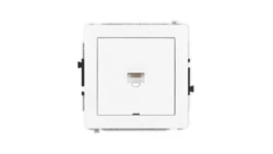 DECO Mechanizm gniazda komputerowego pojedynczego 1xRJ45, kat. 5e, 8-stykowy, bez pola opisowego, biały mat 25DGKBO-1