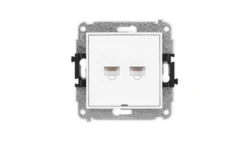 MINI Mechanizm gniazda komputerowego podwójnego 2xRJ45, kat. 5e, 8-stykowy, bez pola opisowego biały mat 25MGKBO-2