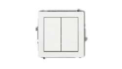 DECO Mechanizm łącznika jednobiegunowego ze schodowym (dwa klawisze bez piktogramów, wspólne zasilanie), biały mat 25DWP-10.11