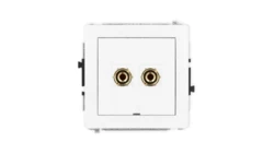 DECO Mechanizm gniazda głośnikowego pojedynczego, bez pola opisowego (typu banan - czerwony i czarny, pozłacany, 4 mm2, do lutow