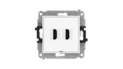 MINI Mechanizm gniazda podwójnego HDMI 2.0, bez pola opisowego biały mat 25MHDMIBO-4