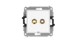 MINI Mechanizm gniazda głośnikowego pojedynczego, bez pola opisowego (typu banan - czerwony i czarny, pozłacany, 4 mm2, skręcany