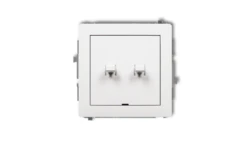 DECO Mechanizm łącznika jednobiegunowego ze schodowym w stylu amerykańskim (dwa klawisze bez piktogramów, wspólne zasilanie), bi