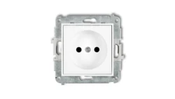 MINI Mechanizm gniazda pojedynczego bez uziemienia 2P (przesłony torów prądowych) biały mat 25MGP-1p