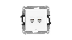 MINI Mechanizm gniazda telefonicznego podwójnego 2xRJ11, 4-stykowy, beznarzędziowe, bez pola opisowego biały mat 25MGTBO-2