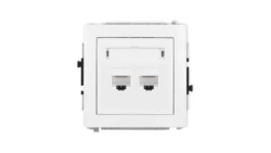 DECO Mechanizm gniazda komputerowego podwójnego 2xRJ45, kat. 6A, 8-stykowy, biały mat 25DGK-8