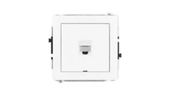 DECO Mechanizm gniazda komputerowego pojedynczego 1xRJ45, kat. 6, 8-stykowy, bez pola opisowego, biały mat 25DGKBO-3