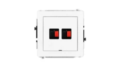 DECO Mechanizm gniazda głośnikowego podwójnego, bez pola opisowego, biały mat 25DGGBO-2