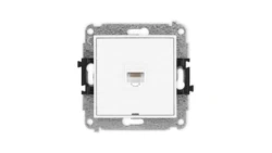 MINI Mechanizm gniazda komputerowego pojedynczego 1xRJ45, kat. 5e, 8-stykowy, bez pola opisowego biały mat 25MGKBO-1