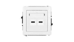 DECO Mechanizm gniazda podwójnego 2xUSB C-C, biały mat 25DGUSB-8