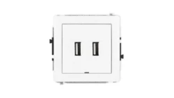 DECO Mechanizm gniazda podwójnego 2xUSB A-A 2.0, bez pola opisowego, biały mat 25DGUSBBO-2
