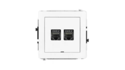 DECO Mechanizm gniazda komputerowego podwójnego 2xRJ45, kat. 7, ekranowane, 8-stykowy, bez pola opisowego, biały mat 25DGKBO-10